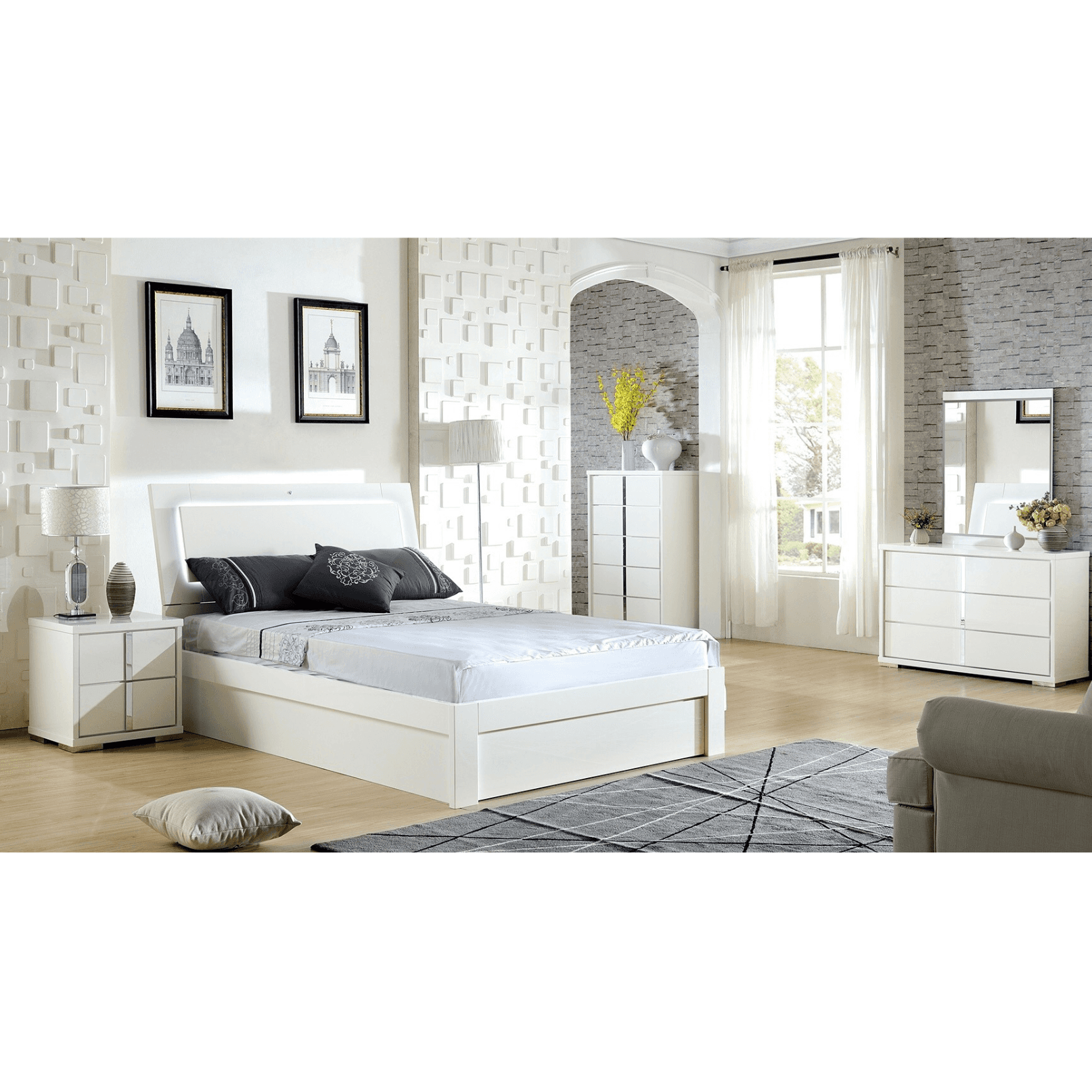 manhattan double bed queen bed king bed gloss white